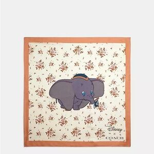 NWT Disney X Coach Dumbo Rose Bouquet Print Silk Bandana 100% silk